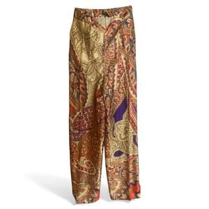 Zara Paisely Print Satin Trousers - XS